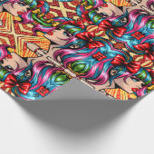 アーかわいらしトポップ・アートの漫画ガールと弓 ラッピングペーパー (角)