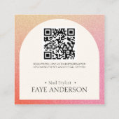 アーきらめくチピンクグリッターネイルアーティストQRコード スクエア名刺 (裏面)