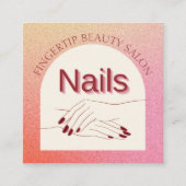 アーきらめくチピンクグリッターネイルアーティストQRコード スクエア名刺 (正面)