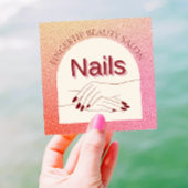 アーきらめくチピンクグリッターネイルアーティストQRコード スクエア名刺