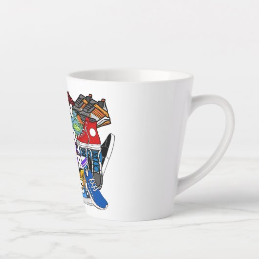 アーはっきりしたトポップ・アートのランナージョガー カフェラテマグ (右)