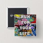 アーはっきりしたトポップ・アートのランナージョガー 缶バッジ (正面&裏面)