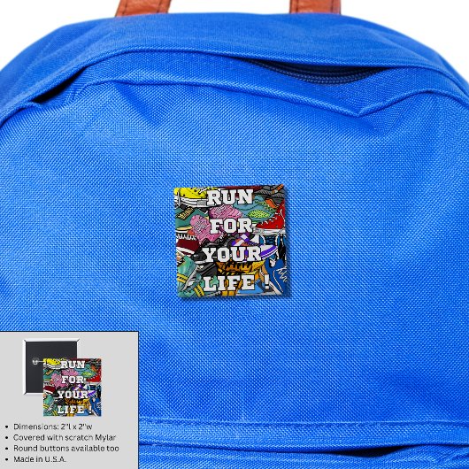 アーはっきりしたトポップ・アートのランナージョガー 缶バッジ