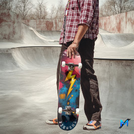 アーはっきりしたトポップ・アートの稲妻 – 電気グラフィティスタイル スケートボード