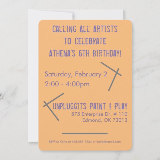 アーアートトア絵画ーティストパーティの招待状 招待状 (裏面)