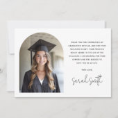 アーエレガントチシンプルクラシック白写真卒業 サンキューカード (正面)