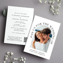 アーエレガントチフォトQRコー結婚ド 招待状