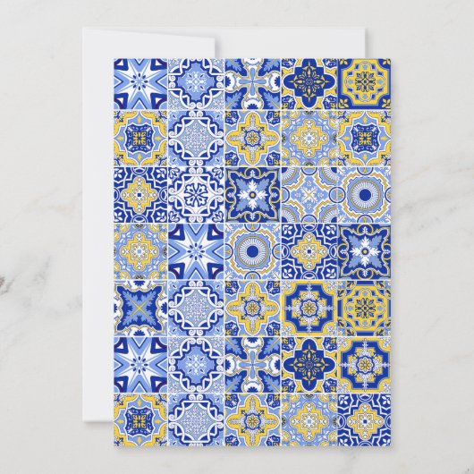 アーエレガントチブルーイタリアンタイルレモン誕生日 招待状 (裏面)