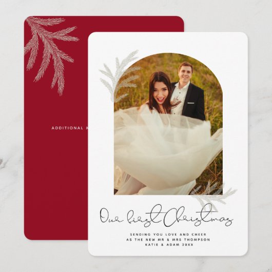 アーエレガントチ |私たちの初めてのクリスマスモダンスプルース シーズンカード (正面/裏面)