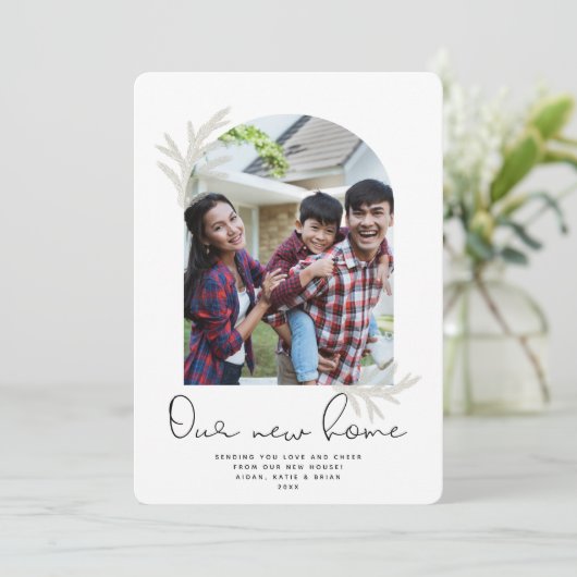 アーエレガントチ |私たちの新しいホームモダンスプルース休日 シーズンカード (スタンド正面)