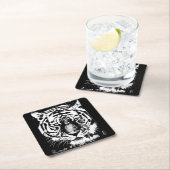 アーエレガントトポップ・アートのモダンテンプレート虎の頭 スクエアペーパーコースター (インサイチュ)