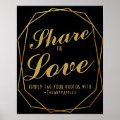 アーエレガントト・デコ・金ゴールドとブラック・ソーシャル・メディアのハッシュタグ ポスター (正面)