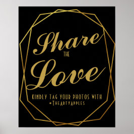 アーエレガントト・デコ・金ゴールドとブラック・ソーシャル・メディアのハッシュタグ ポスター