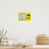 アーカカラフルンサスハガキ地図プリント ポスター (キッチン)