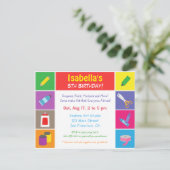 アーカラフルツ&クラフトテーマ子供の誕生日パーティー 招待状 (スタンド正面)