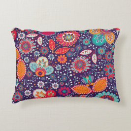 アーカラフルトイラストレーション自然フローラルパターン アクセントクッション