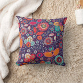 アーカラフルトイラストレーション自然フローラルパターン クッション (ブランケット)