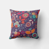 アーカラフルトイラストレーション自然フローラルパターン クッション (裏面)