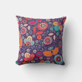 アーカラフルトイラストレーション自然フローラルパターン クッション (正面)