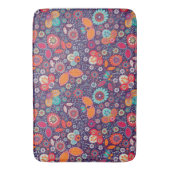 アーカラフルトイラストレーション自然フローラルパターン バスマット (正面縦)