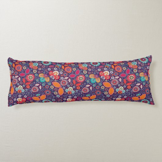 アーカラフルトイラストレーション自然フローラルパターン ボディピロー (裏面)