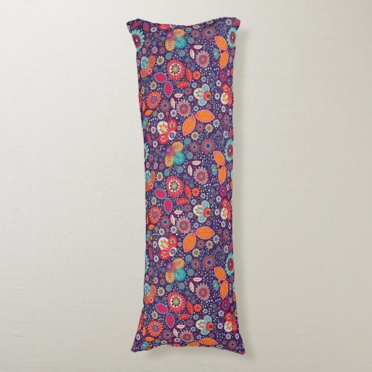 アーカラフルトイラストレーション自然フローラルパターン ボディピロー (正面縦)