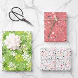 アーカラフルトイラストレーション自然フローラルパターン ラッピングペーパーシート