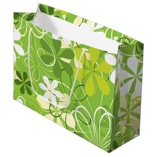 アーカラフルトイラストレーション自然フローラルパターン ラージペーパーバッグ (正面アングル)