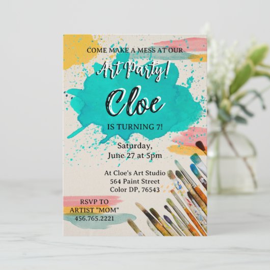 アーカラフルトパーティの招待状絵を描シ 招待状 (スタンド正面)