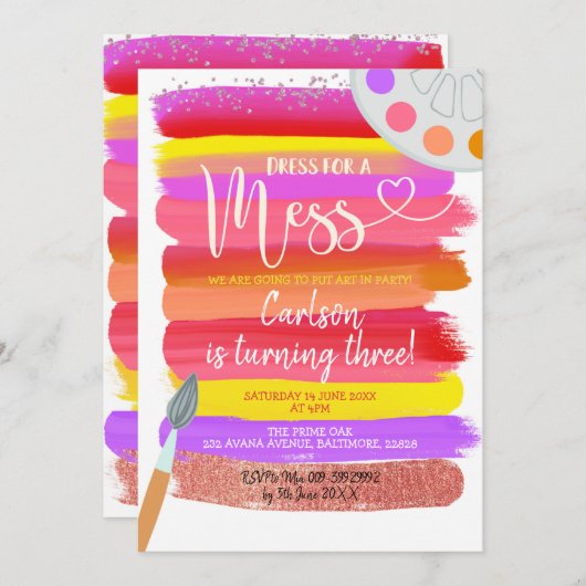 アーカラフルトパーティー誕生日招待状 招待状 (正面/裏面)