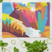 アーカラフルトポップ・アートのキツネポートレート キッチンタオル (折り畳み)