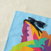 アーカラフルトポップ・アートのキツネポートレート ビーチタオル (インサイチュ)