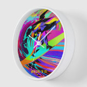 アーカラフルトポップ・アートのサーフィン魔女 壁時計 (傾斜)
