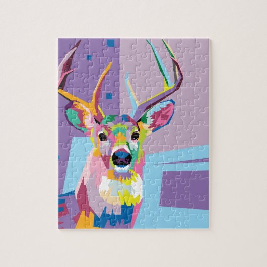 アーカラフルトポップ・アートのディアポートレート ジグソーパズル (縦)