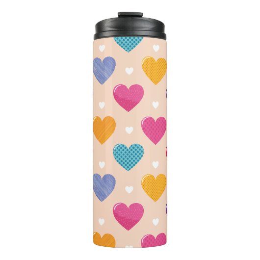 アーカラフルトポップ・アートのハートパターン タンブラー (正面)