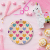 アーカラフルトポップ・アートのハートパターン ペーパープレート (パーティー)