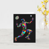 アーカラフルトポップ・アートのバドミントン選手シャトルバドミント カード (黄色い花)