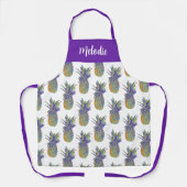 アーカラフルトポップ・アートのパイナップルフルーツデザイン エプロン (正面)