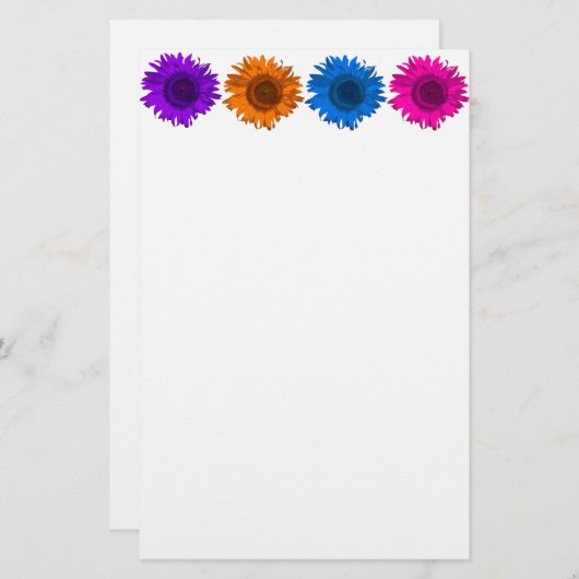 アーカラフルトポップ・アートのヒマワリ 便箋 (正面/裏面)