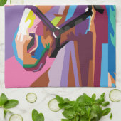 アーカラフルトポップ・アートのホースポートレート キッチンタオル (折り畳み)