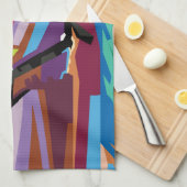 アーカラフルトポップ・アートのホースポートレート キッチンタオル (四つ折り)