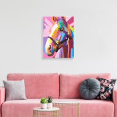 アーカラフルトポップ・アートのホースポートレート キャンバスプリント (インサイチュ (リビング))