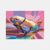 アーカラフルトポップ・アートのホースポートレート フリースブランケット (正面(横))