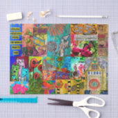 アーカラフルトポップ・アートのミックスメディアティッシュペーパー 薄葉紙 (クラフト)