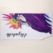 アーカラフルトポップ・アートのロスターパーソナライズされたビーチタオル ビーチタオル (正面)