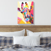 アーカラフルトポップ・アートの・キリンポートレート キャンバスプリント (インサイチュ (寝室))