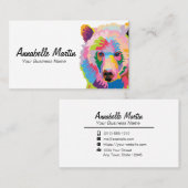 アーカラフルトポップ・アートの・グリズリー・ベア 名刺 (正面/裏面)