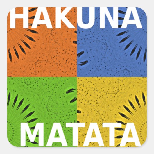 アーカラフルトポップ・アートの・コラージュ&ハクナ・マタタのメッセージ スクエアシール (正面)