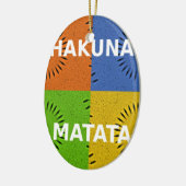 アーカラフルトポップ・アートの・コラージュ&ハクナ・マタタのメッセージ セラミックオーナメント (左)