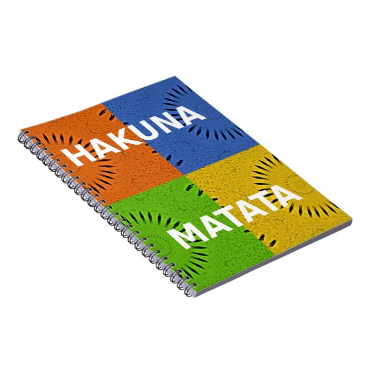 アーカラフルトポップ・アートの・コラージュ&ハクナ・マタタのメッセージ ノートブック (右側)